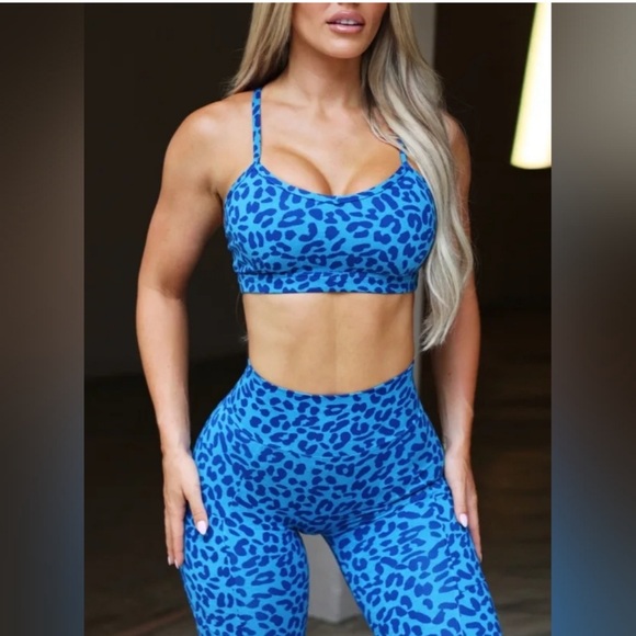 Bombshell Sportswear Pants - Bombshell Sportswear Blue Leopard Set